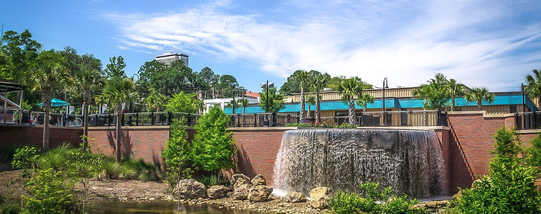 waterfall and infrastructure at Cascades Park